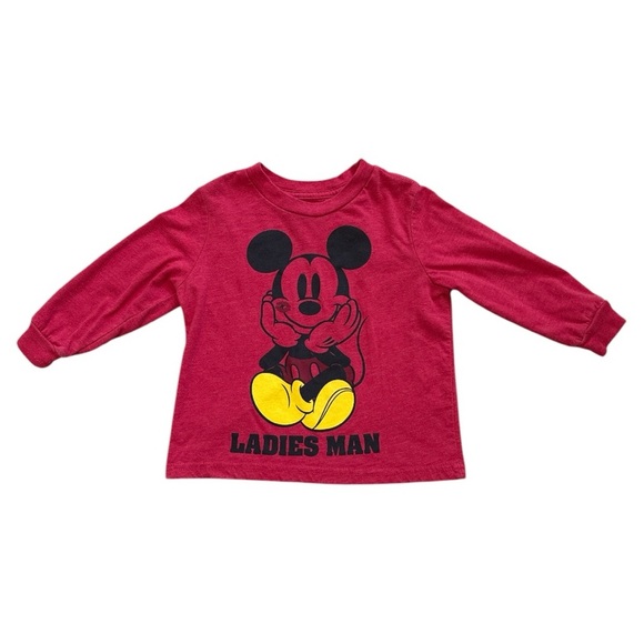Disney Mickey Mouse 2T Toddler Long Sleeve T-Shirt - Red Ladies Man - Picture 2 of 4